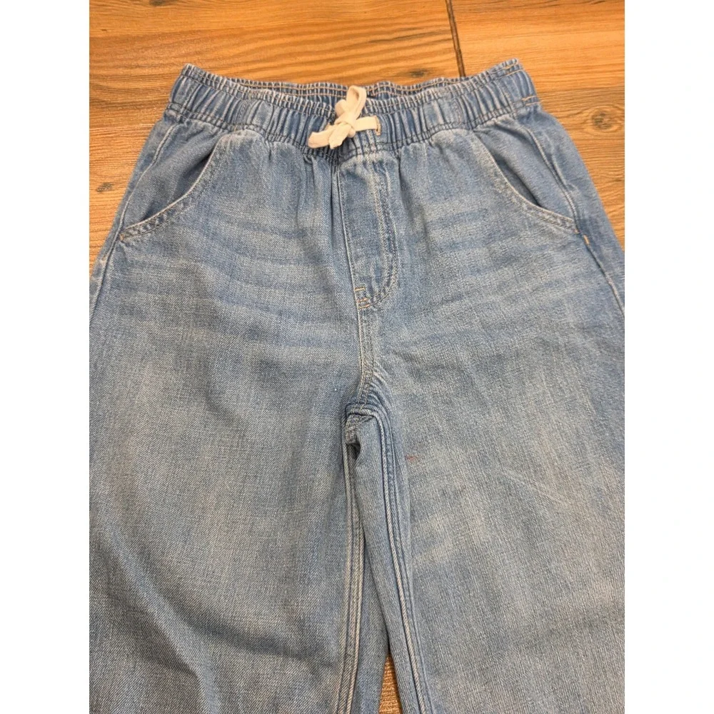 Gap Kids XXL Easy Wide Leg Pull On Jeans Medium Wash Blue Cotton Relax Distress
